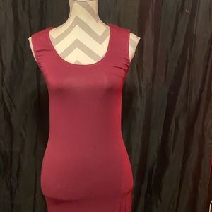 Burgundy and leather dress